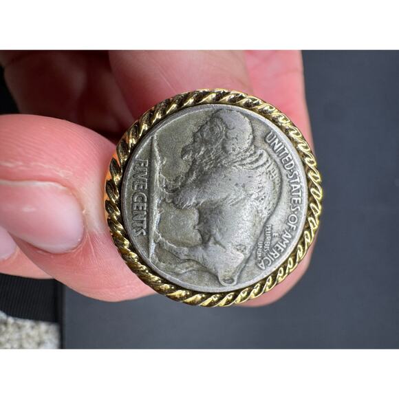 Vtg Buffalo Nickel Gold Rope Bezel Coin 1906 & 1907 Indian Head Penny Cuff Links - Picture 8 of 10